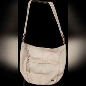 The Sak Cream Pebble Leather Shoulder Bag w/Artistic Floral Lining